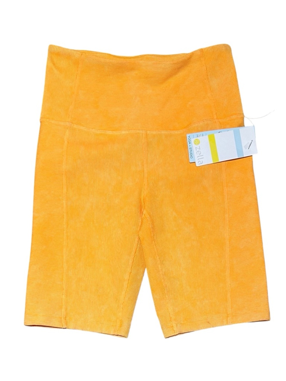 Zella Corduroy-Texture High-Waist Bike Shorts in Golden Yellow